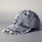 Washed Denim Burr Baseball Cap – Vintage Cotton Sun Hat for Men & Women | Casual Windproof Dome Cap