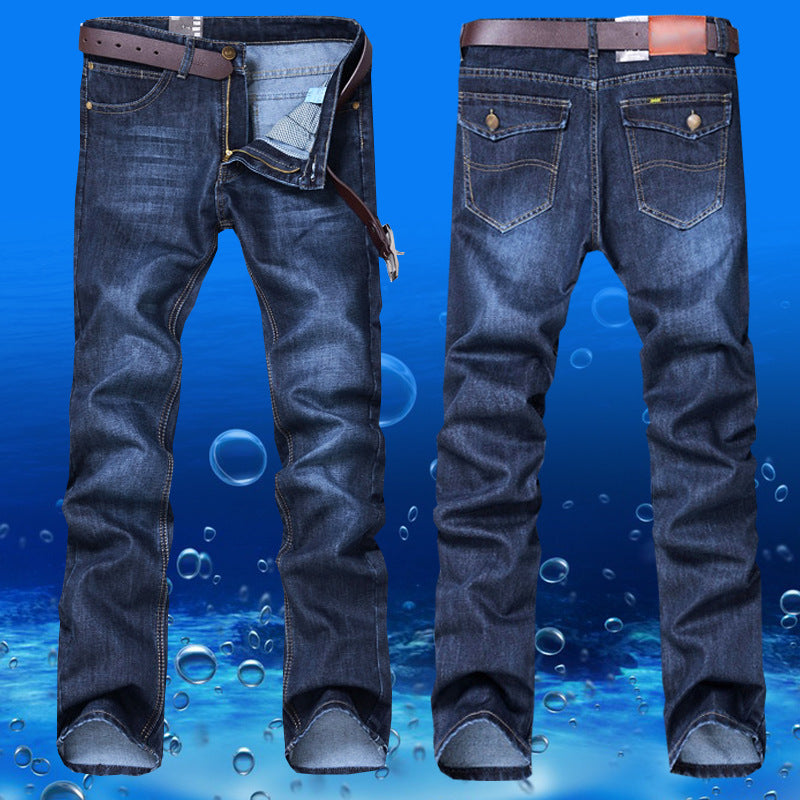 Men’s Straight Slim Jeans – Fall Winter Fashion, Stackable Straight Leg Denim Trousers
