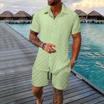 Men’s Casual Chemical Fiber Shirt Suit – Short Sleeve Shirt & Shorts Set | Lightweight Daily Summer Outfit