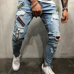 Men’s Casual Fashion Jeans – Retro Pencil Pants, Low Waist Cotton-Polyester Blend
