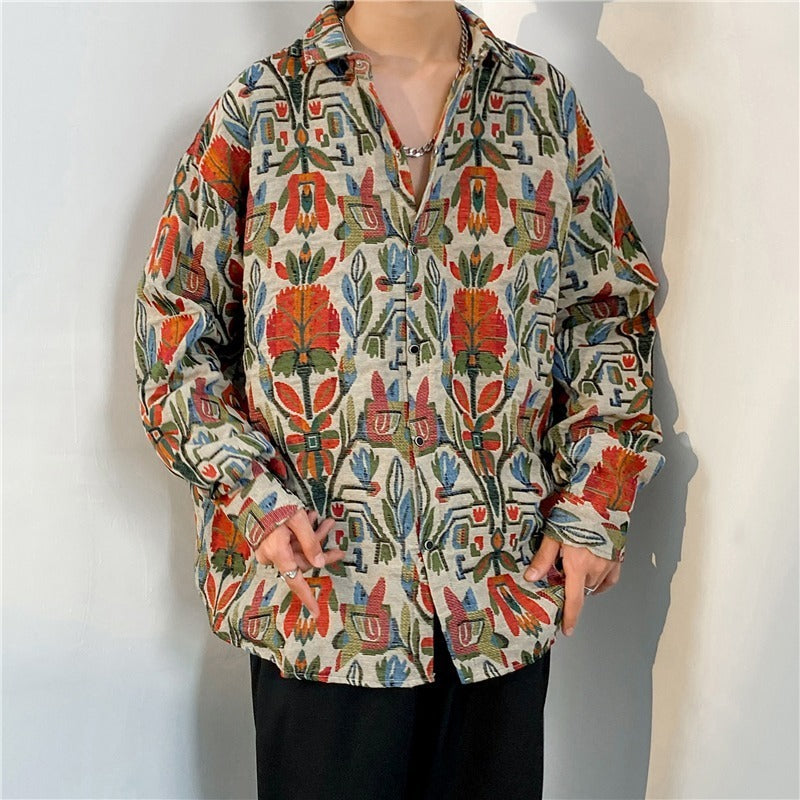 Loose Japanese-Style Retro Ethnic Long Sleeve Shirt – Autumn & Winter Cardigan for Youth Couples