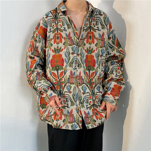 Loose Japanese-Style Retro Ethnic Long Sleeve Shirt – Autumn & Winter Cardigan for Youth Couples