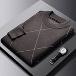 Trendy Rhombus Knitted Sweater – Large Size Pullover for Adults, Casual Long Sleeve Chenille Style