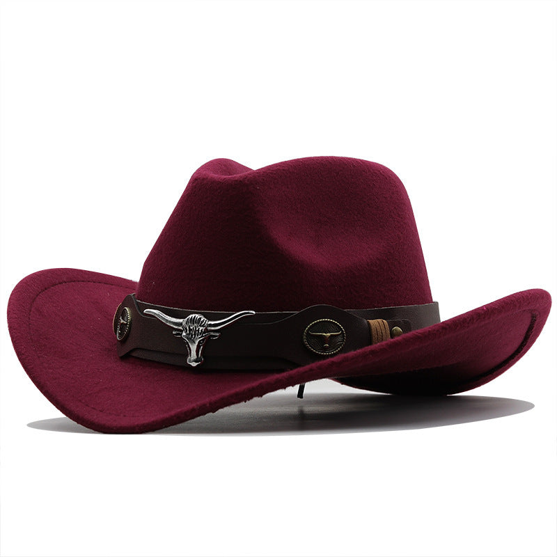 Fashion Woolen Western Denim Top Hat – Sun Protection Hat | Polyester, Stylish Outdoor Cap, Casual Streetwear, Adjustable M Size