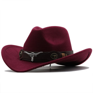 Fashion Woolen Western Denim Top Hat – Sun Protection Hat | Polyester, Stylish Outdoor Cap, Casual Streetwear, Adjustable M Size
