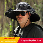 Outdoor Wide Brim Sun Hat With Solar Fan – USB Charging, Adjustable, Breathable, Waterproof, Windproof, Summer Fishing Hat