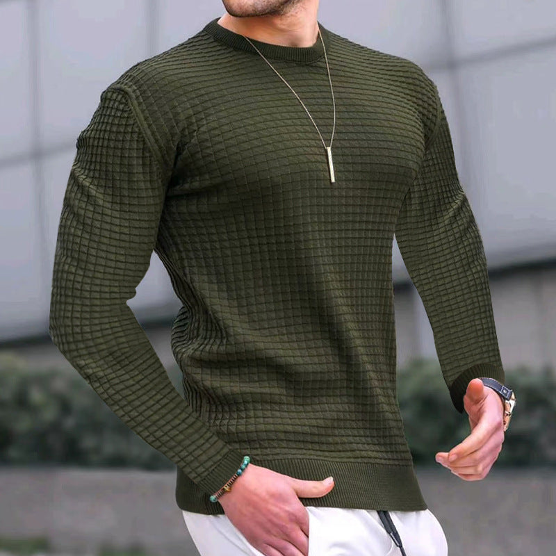 Trend Crew Neck Pullover for Men – Loose Fit Cotton Knit Sweater, Long Sleeve Casual Top