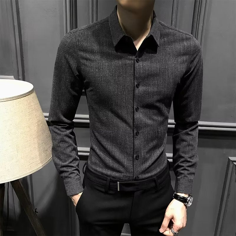 Men's Autumn & Winter Long Sleeve Shirt – Casual Loose Fit Daily Wear for Teenagers