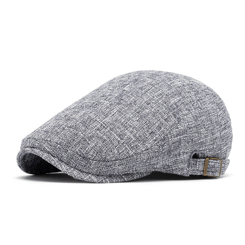 Men’s Retro Peaked Beret – Breathable Cotton & Linen Cap | Adjustable, Sunshade, Summer Sun Protection