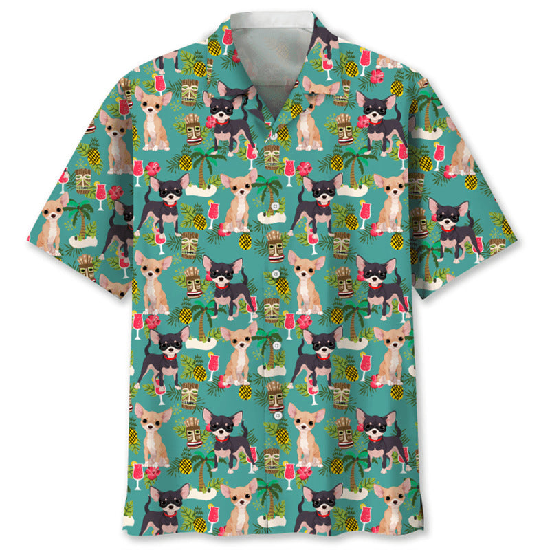 Trendy Cool Vintage Printed Shirt for Men – Slim Fit Short Sleeve Summer Fashion