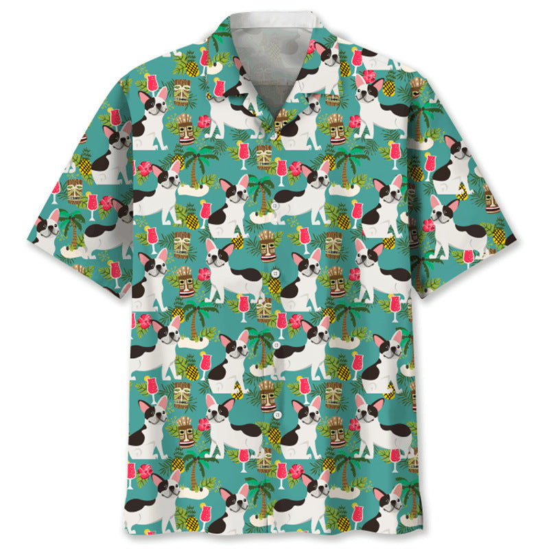 Trendy Cool Vintage Printed Shirt for Men – Slim Fit Short Sleeve Summer Fashion