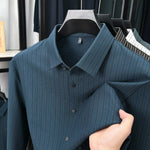 Men’s Spring & Autumn Vertical Striped Shirt – Casual Long Sleeve Cardigan Style for Daily Wear