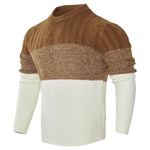 Men's Color Block Cable Knit Sweater – Long Sleeve Pullover for Casual, Outdoor, and Daily Wear
