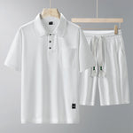 Men’s Sports Suit – Short-Sleeve Lapel T-Shirt & Shorts Two-Piece Set | Lightweight Running and Leisure Outfit