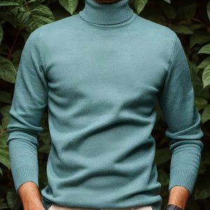 Men’s Solid Color Soft Viscose Turtleneck Sweater – Comfortable and Stylish Winter Knitwear