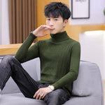 Slim-Fit High Neck Sweater for Men – Long Sleeve Cotton Blend Winter Pullover Turtleneck Top