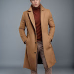 Men's Mid-Length Trench Coat | Slim Fit Fall Winter Business Casual Overcoat | Stylish Single-Breasted Jacket
