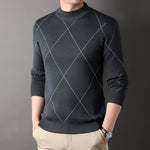 Trendy Rhombus Knitted Sweater – Large Size Pullover for Adults, Casual Long Sleeve Chenille Style