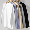 Men’s Early Autumn Western Style Base Shirt – Solid Color Cotton Long Sleeve Casual Top