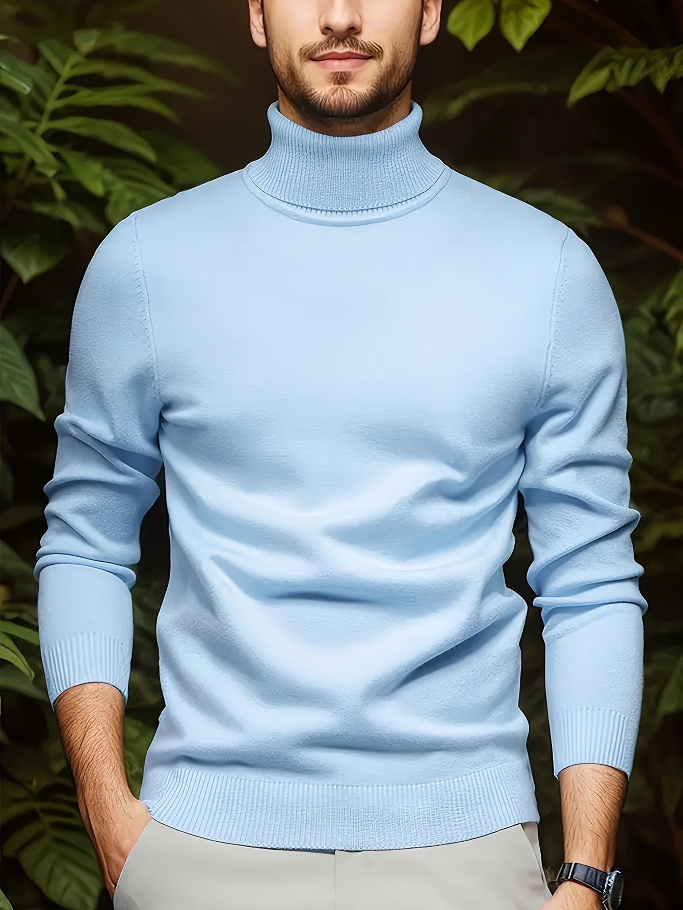 Men’s Solid Color Soft Viscose Turtleneck Sweater – Comfortable and Stylish Winter Knitwear