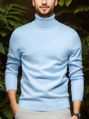 Men’s Solid Color Soft Viscose Turtleneck Sweater – Comfortable and Stylish Winter Knitwear