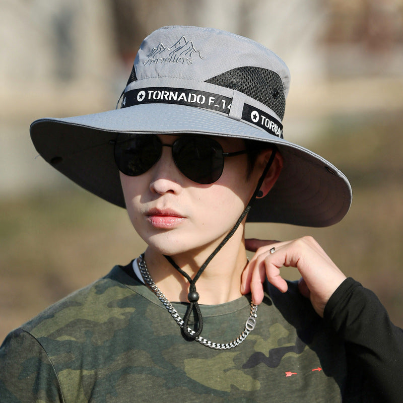 Men’s Large Brim Outdoor Hat – Mountaineering, Fishing & Travel | Breathable, Sunscreen, Flat Top Visor Hat