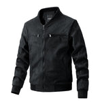 Men’s Suede Stand Collar Jacket – Casual Double Zipper Pocket Coat for Autumn & Daily Wear