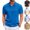 Summer Stand Collar Polo Shirt for Men – Casual Short Sleeve Solid Color Stripe T-Shirt for Beach & Daily Wear