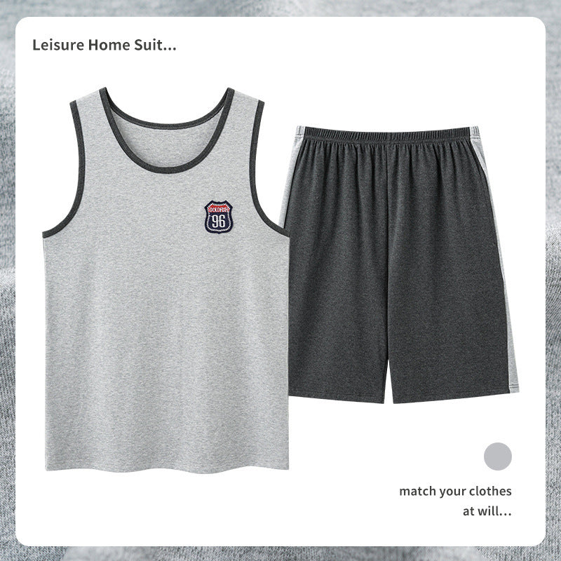 Men’s Cotton Sleeveless Pajamas – Sweat-Absorbent, Breathable Pullover | Casual Summer Homewear