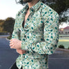 Men’s Casual Long Sleeve Floral Shirt – Lightweight Printed Cardigan Style Lapel Top for Daily Wear