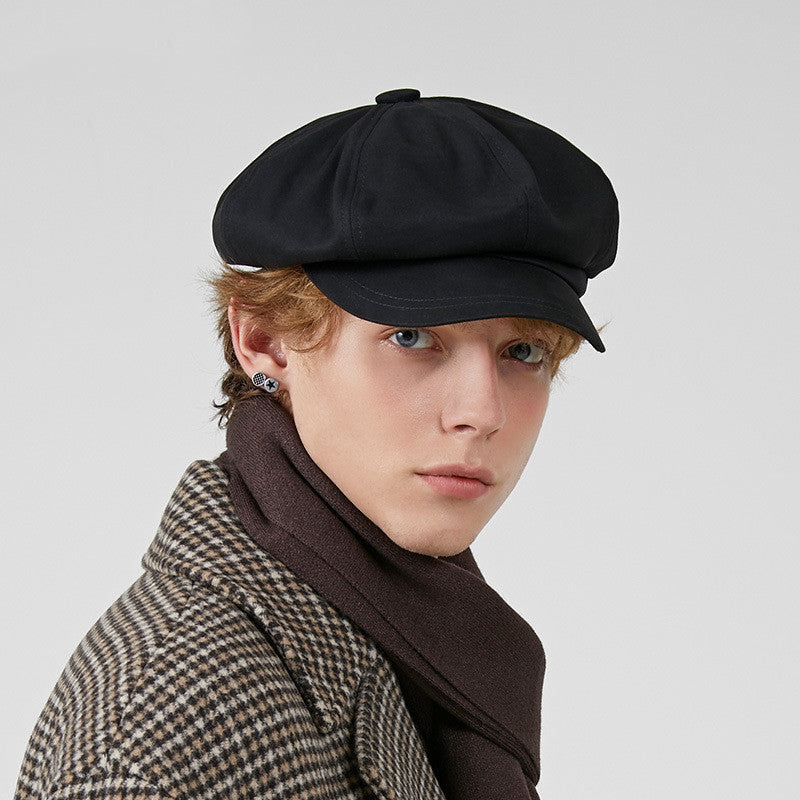 All-Matching Newsboy Painter Cap – British Retro Cotton Octagonal Hat for Men & Women | Warm, Windproof, Sun Protection