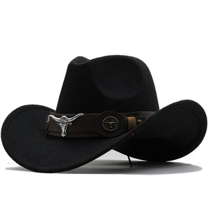 Fashion Woolen Western Denim Top Hat – Sun Protection Hat | Polyester, Stylish Outdoor Cap, Casual Streetwear, Adjustable M Size
