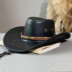 Leather Retro Western Fedora Hat – Ethnic Style Denim Hat for Men & Women | Sunshade, Breathable, Summer Hat