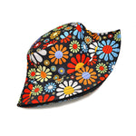 Colorful Flowers Bucket Hat – Retro Sun Hat | Polyester, Breathable, Sun Protection, Casual Outdoor Hat for Men & Women