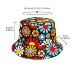 Colorful Flowers Bucket Hat – Retro Sun Hat | Polyester, Breathable, Sun Protection, Casual Outdoor Hat for Men & Women