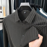 Men’s Spring & Autumn Vertical Striped Shirt – Casual Long Sleeve Cardigan Style for Daily Wear