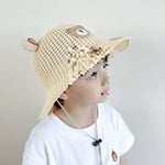 Bear Sun-Proof Straw Hat – Cute Baby Travel Sun Hat for Boys & Girls | Breathable, Windproof, Summer Sun Protection