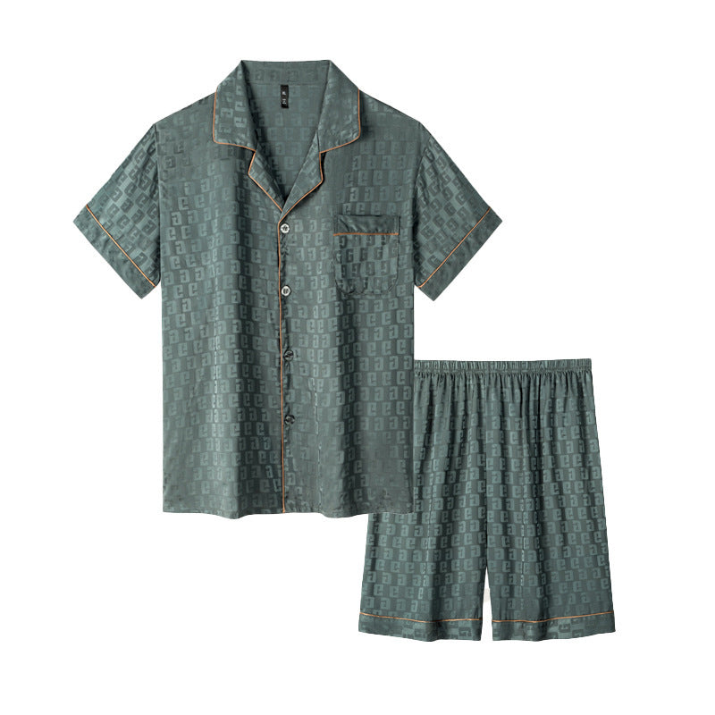 Men’s Ice Silk Pajamas Set – Lightweight Summer Sleepwear with Short Pants | Breathable Satin Homewear for Spring & Summer