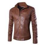 Men’s Motorcycle Leather Jacket – Stylish PU Leather Biker Coat with Polyester Lining