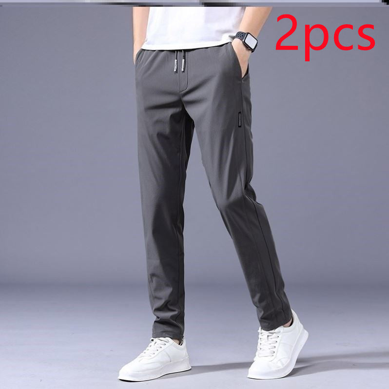 Men's Drawstring Trousers – Thin Casual Pants Korean Style Loose Straight Sweatpants for Summer