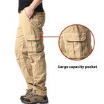 Men's Multi-pocket 100% Cotton Cargo Pants – Plus Size Workwear Trousers for Daily & Outdoor Use