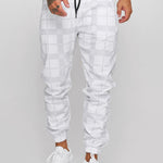 Checkered 3D Digital Print Casual Pants – Men’s Cotton Tapered Plaid Trousers for Everyday Streetwear