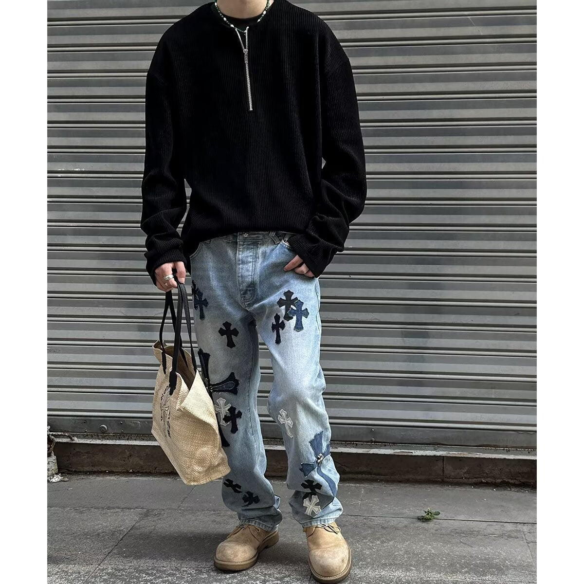 Men’s Solid Color Long Sleeve Bottoming Shirt – Casual Loose Pullover for Early Spring