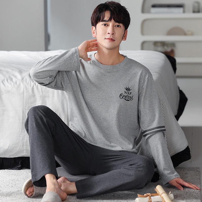 Men’s Cotton Long Sleeve Pajamas – Comfortable Pullover Homewear | Leisure, Sleep & Outdoor Wear