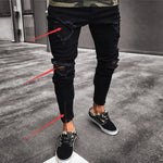 Men’s Pencil Jeans – Low Waist, High Elasticity Trousers with Distressed Look for Casual and Leisure Wear