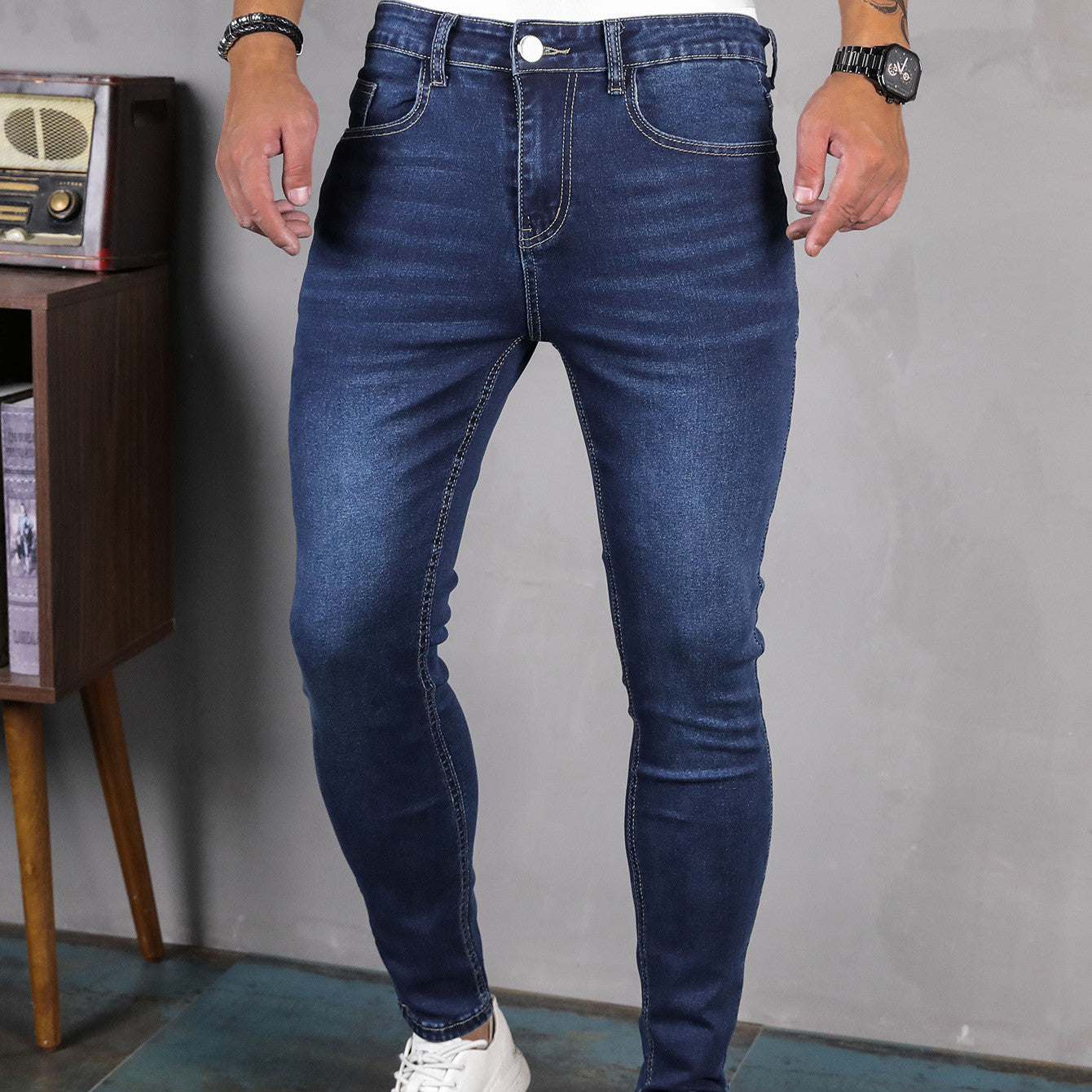 Men's Fashion Casual Stretch Skinny Jeans – Slim Fit Korean Style Denim Pants