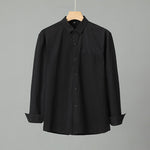 Casual Solid Color Cotton Long Sleeve Shirt for Men – Soft Comfortable Cardigan Style Daily Wear