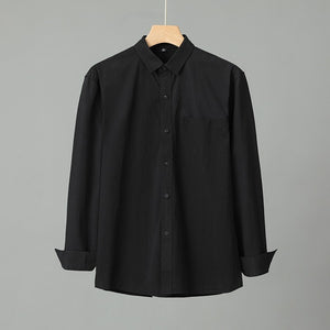 Casual Solid Color Cotton Long Sleeve Shirt for Men – Soft Comfortable Cardigan Style Daily Wear