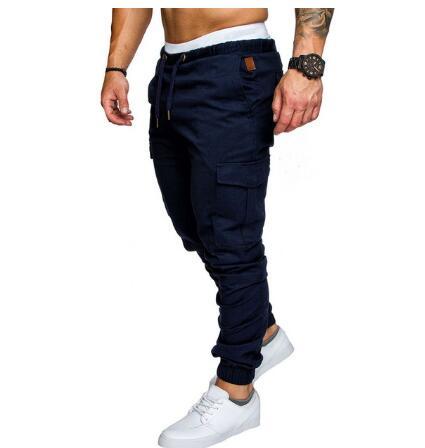 Men’s Casual Pencil Pants – Loose Cotton Blend Trousers with Belt, Comfortable Mid-Waist Youth Pants