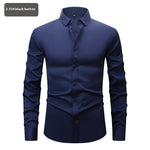 Men’s Long Sleeve Stretch Shirt – Fashionable Solid Color Loose Fit Top for Casual & Daily Wear